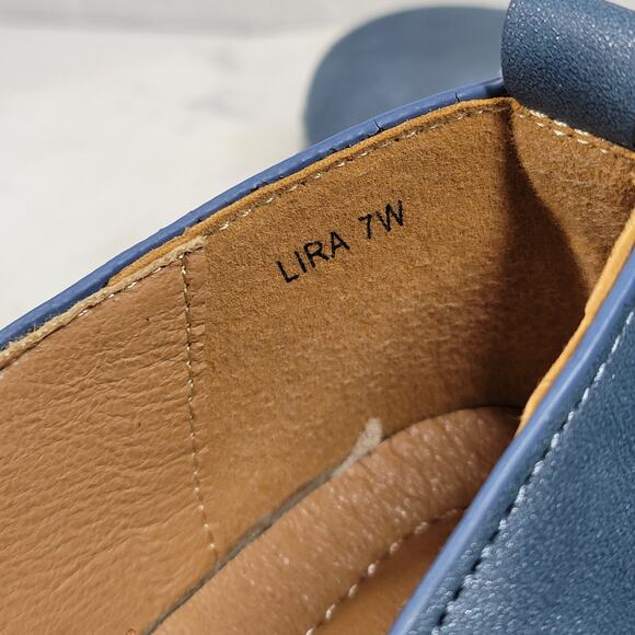 GC‎ Lira Leather Mary Janes Womens 7 Metallic Blue Closed Toe Shoes - Picture 5 of 16